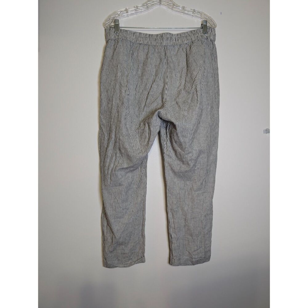 J. Crew Navy Striped Linen-Cotton Blend Drawstring Pants Size 12 Summer Vacation - Picture 3 of 8
